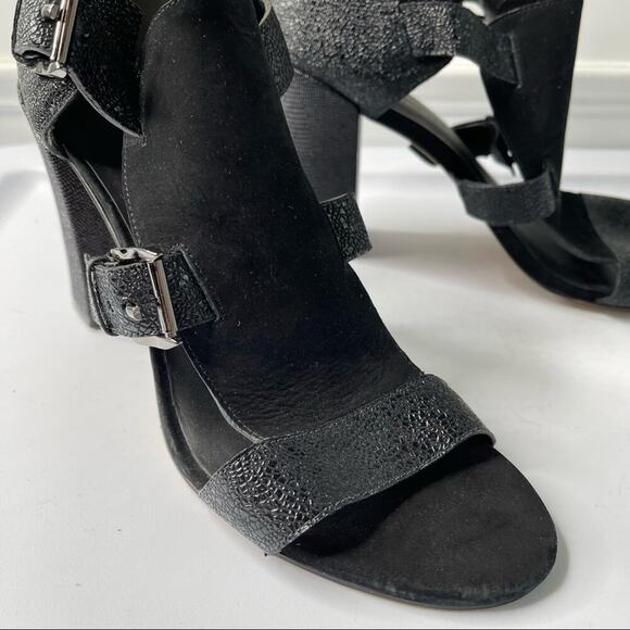 Rebecca Minkoff black metallic sky heeled sandals size 10 - Picture 5 of 6